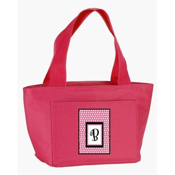Carolines Treasures CJ1001-B-PK-8808 Monogram Letter B - Pink Black Polka Dots Lunch Bag or Doggie Bag CJ1001-B-PK-8808 - main